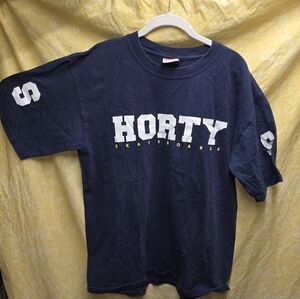 Shorrty Skateboards Navy T-Shirt 1990s Vintage